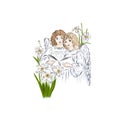 Angels prays reading Bible Royalty Free Stock Photo